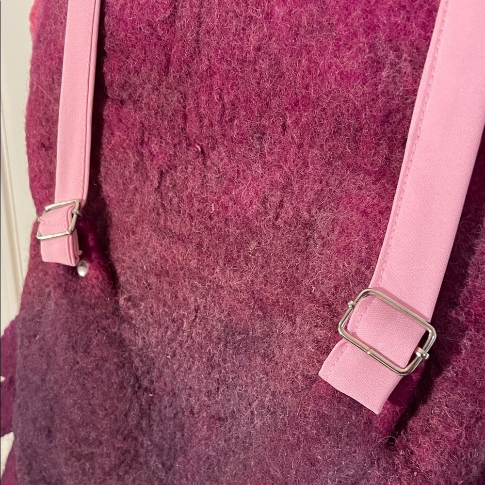 Winged Angel Wing OOAK Pink Handcrafted Felted Wool Purple Feathered Backpack - Picture 11 of 16